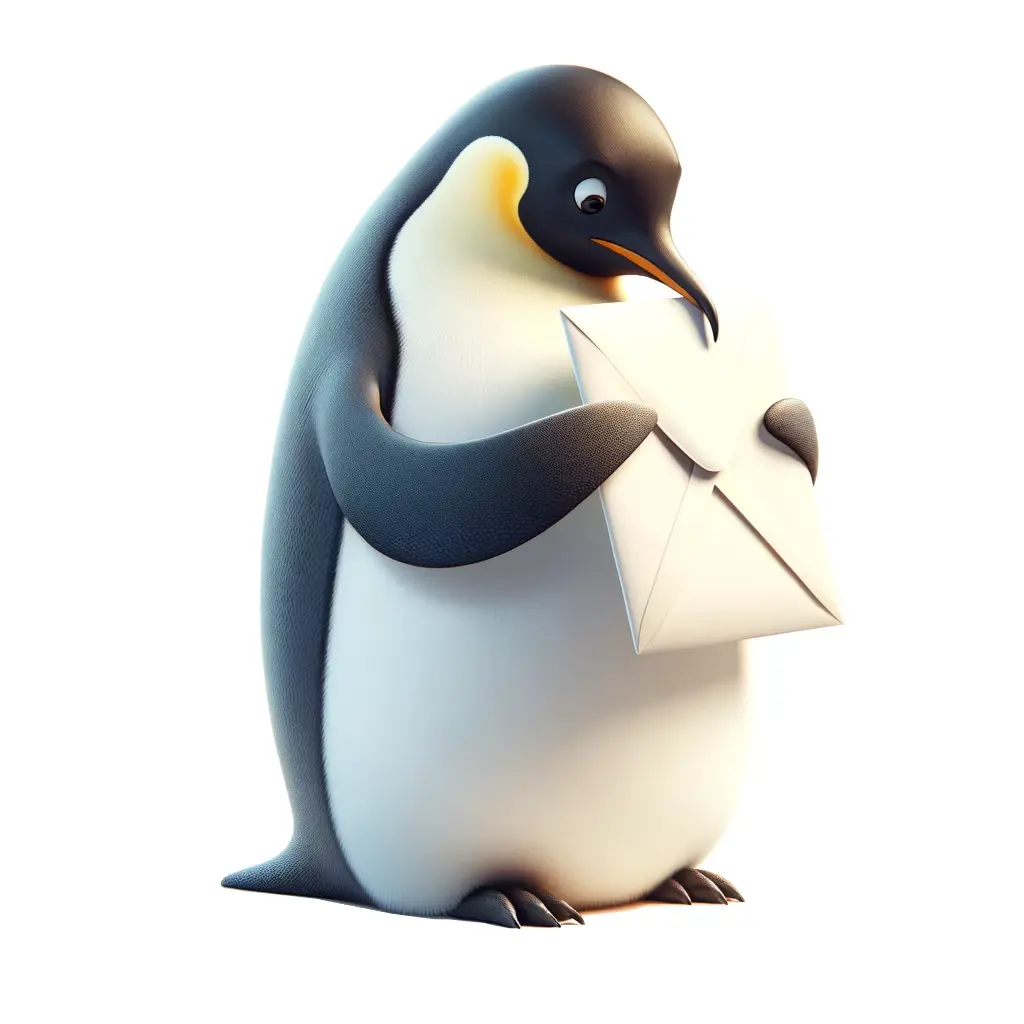 Penguin reading a letter