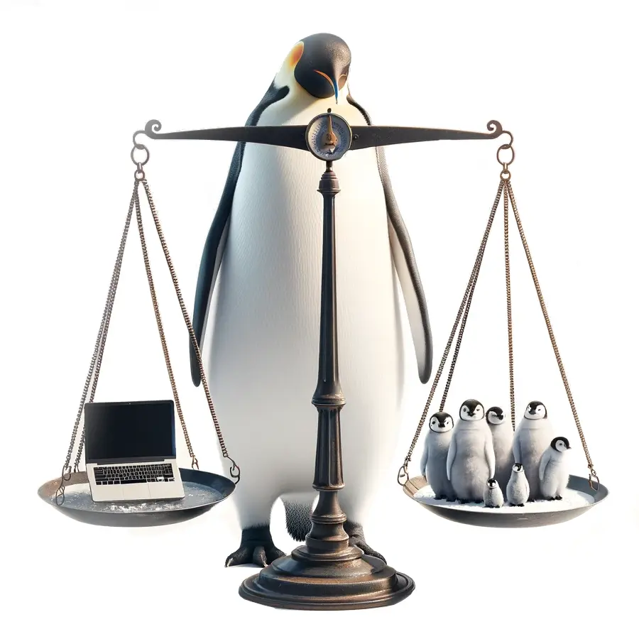 Penguin visualizing positive work-life balance