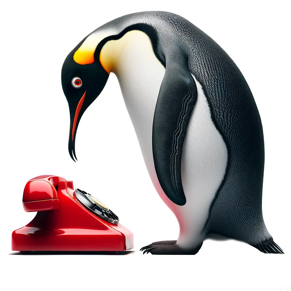 Penguin waiting for a phone call